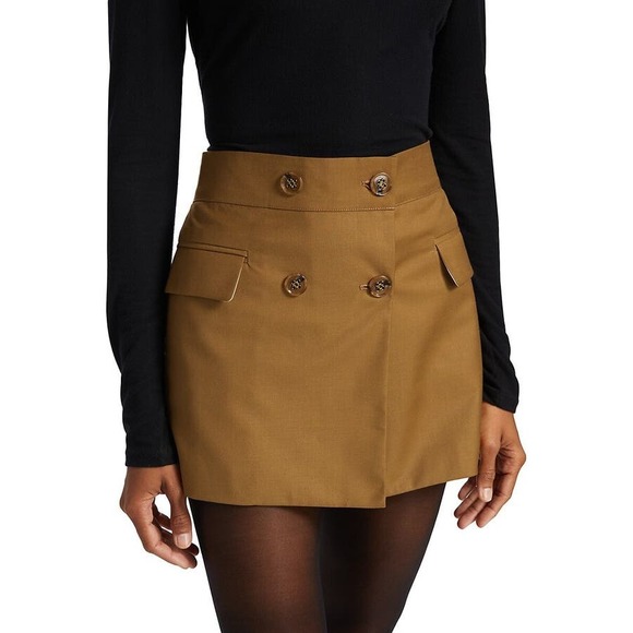 Nonchalant Label Parker Buttoned Wrap A-Line Mini Skirt Brown Women's Size XS - Picture 1 of 6